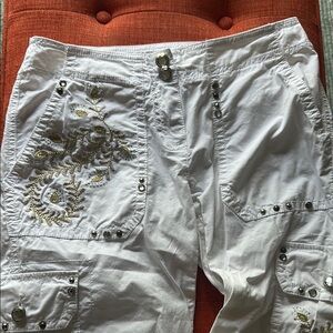 Embroidered White Women's Shorts